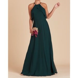 Birdy Grey Emerald Chiffon Sleeveless Ruffle Bodice Jules Bridesmaid Dress Gown